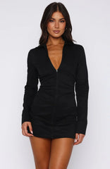 Always Will Be Long Sleeve Mini Dress Black
