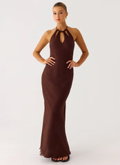 Harlyn Halter Maxi Dress - Chocolate
