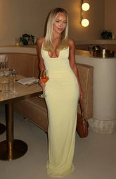Say What You Feel Halter Maxi Dress Lemon