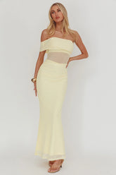 Gala One-Shoulder Sheer Waist Maxi Dress Yellow