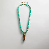 Sun Drift Semi-Precious Pendant Necklace - Brown Fish