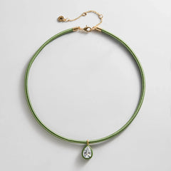 Lindsey Crystal Collar Necklace - Olive Green