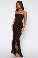 Still Got It Mesh Maxi Dress Chocolate