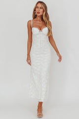 Passione Tied Bust Lace Maxi Dress White