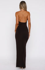 Cute Without Apology Halter Maxi Dress Chocolate
