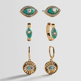 Stay Grounded Evil Eye Earring Set - Gold/Turquoise