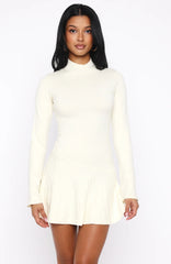 Forever Her Long Sleeve Mini Dress White
