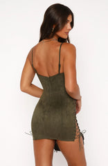 Bratty Faux Suede Mini Dress Cactus