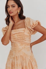 Telma Puff Sleeves Midi Dress Blush