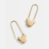 Mickey Mouse Disney 18K Gold Sterling Silver Safety Pin Earrings - Gold