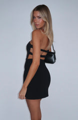 Keep Falling Strapless Mini Dress Black