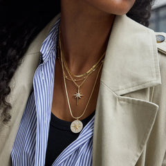 Lyra Celestial Layered Necklace - Gold/Pavé