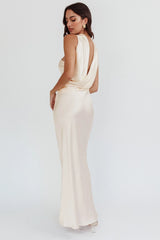 Damsel Reverse Halter Maxi Dress Oyster