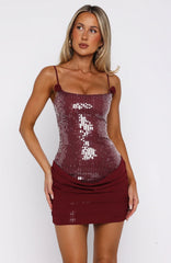 Studio Starlet Sequin Mini Dress Wine