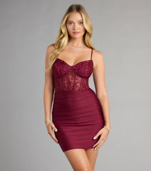 Masie Lace Corset Lace-Up Mini Dress