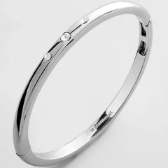 Nadia Classic Triple Bezel Hinge Bangle - Classic Thin Silver Triple Bezel