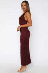 Destiny Lace Maxi Dress Burgundy