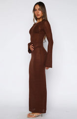 Malta Mermaids Long Sleeve Maxi Dress Chocolate