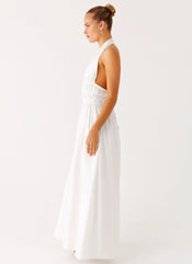 Figaro Halter Maxi Dress - White