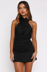 Bet You Regret It Halter Mini Dress Black