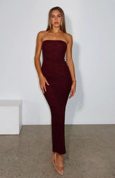 Mad Love Strapless Maxi Dress Burgundy