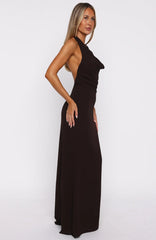 Always In Mode Halter Maxi Dress Chocolate