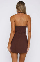 Forever With You Halter Mini Dress Chocolate