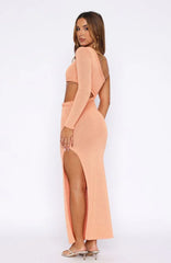 Dusk To Dawn Knit Maxi Dress Sunset Orange