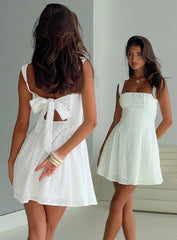 Xanthus Embroidered Mini Dress White