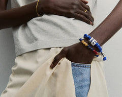 Knotty Varsity Number Custom Bracelet - Cobalt Double Digit