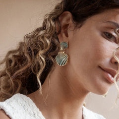 Marni Seashell Earrings - Gold/Turquoise