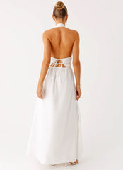 Figaro Halter Maxi Dress - White