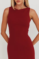Lights On Asymmetric Hem Maxi Dress Wine