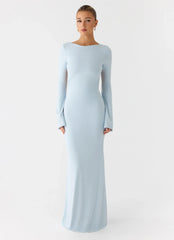 Midnight Song Long Sleeve Maxi Dress - Misty Blue