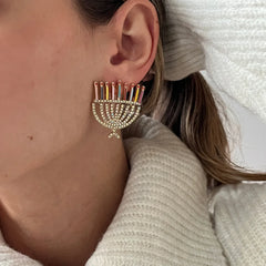 Light the Candles Menorah Stud Earrings - Menorah