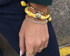Knotty Varsity Number Custom Bracelet - Bright Yellow Double Digit
