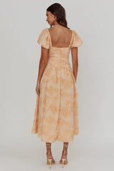 Telma Puff Sleeves Midi Dress Blush