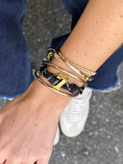 Knotty Varsity Number Custom Bracelet - Onyx Single Digit