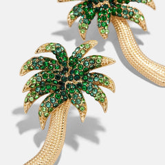Palm Royale Statement Earrings - Gold/Green