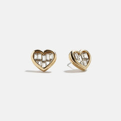 Sabrina Heart Stud Earrings - Gold/Pavé