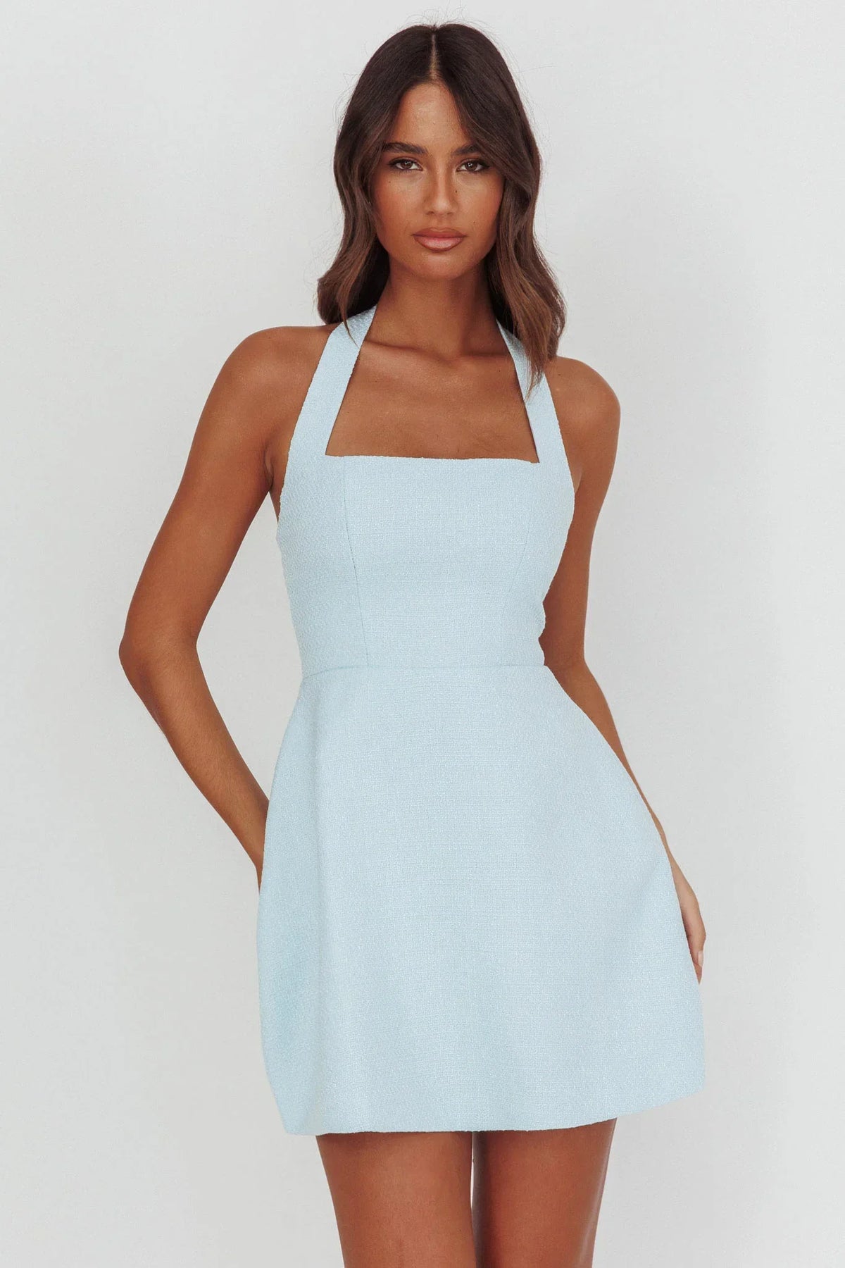 Hendrix Halterneck A-Line Mini Dress Blue