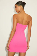 Dramatic Intent Hot Pink Strapless Corset Bodycon Mini Dress
