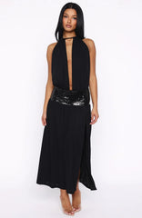 Always Evolving Halter Midi Dress Black