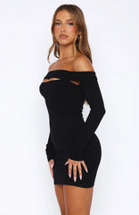 Don't Tempt Me Long Sleeve Mini Dress Black