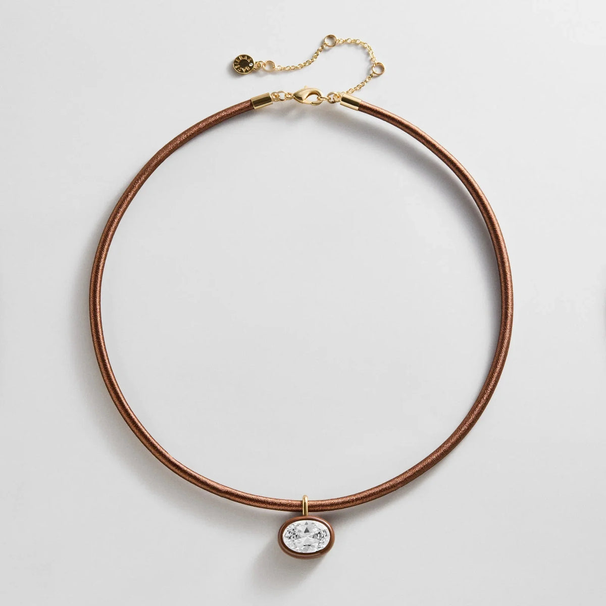 Lindsey Crystal Collar Necklace - Chocolate Brown