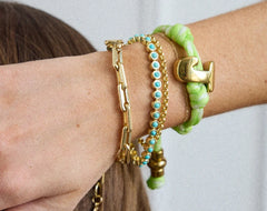 Knotty Initial Custom Bracelet - Lime Green Single Letter