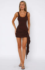 Dumping You Ribbed Mini Dress Chocolate