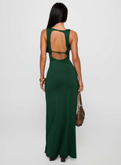 Frederica Plunge Maxi Dress Forest Green