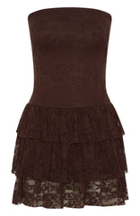 New Idea Strapless Mini Dress Chocolate