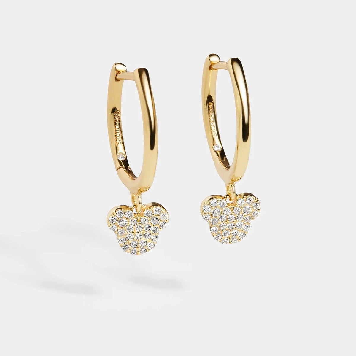 Mickey Mouse Disney 18K Gold Plated Sterling Silver Huggie Charm Earrings - Mickey Mouse